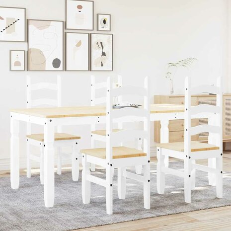 5-delige Eethoek Panama massief grenenhout wit 3