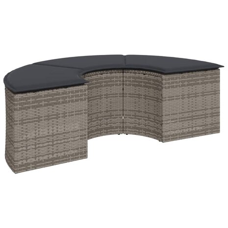 2-delige Loungeset halfrond poly rattan grijs 4