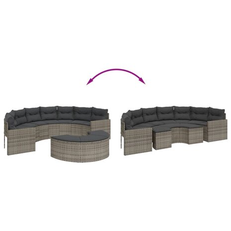 2-delige Loungeset halfrond poly rattan grijs 5