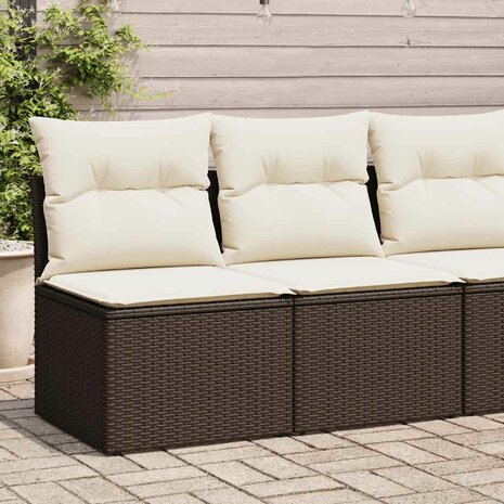 2-delige Loungeset met kussens poly rattan acacia bruin 1