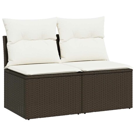 2-delige Loungeset met kussens poly rattan acacia bruin 2