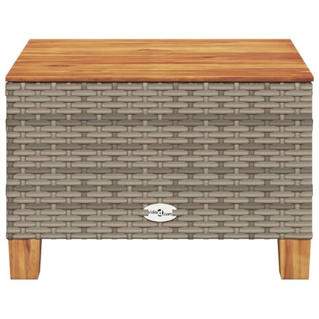 Tuintafel 55x55x36 cm poly rattan en acaciahout grijs 4