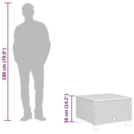 Tuintafel 55x55x36 cm poly rattan en acaciahout grijs 9