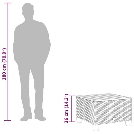Tuintafel 55x55x36 cm poly rattan en acaciahout beige 9