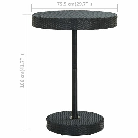 Tuintafel 75,5x106 cm poly rattan zwart 4