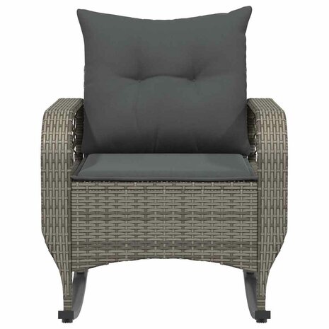 Tuinschommelstoel met kussens poly rattan grijs 4