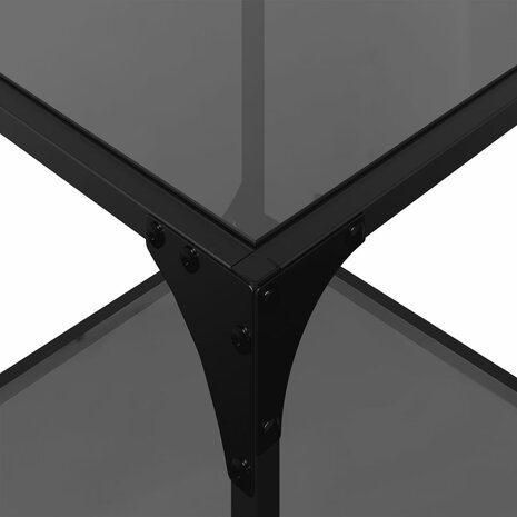 Salontafel met zwart glazen blad 40x40x40 cm staal 8