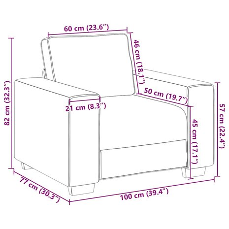 Fauteuil 60 cm fluweel zwart 9