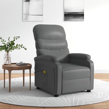 Massagestoel elektrisch kunstleer grijs 1