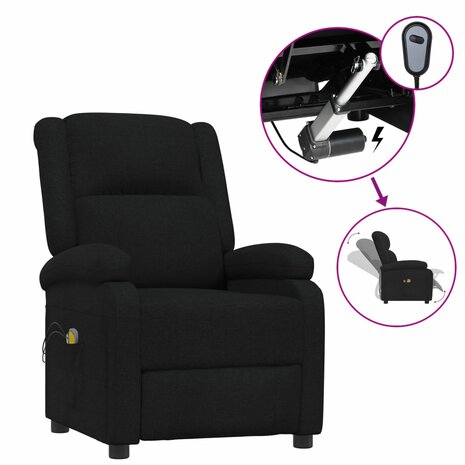 Massagestoel elektrisch stof zwart 2