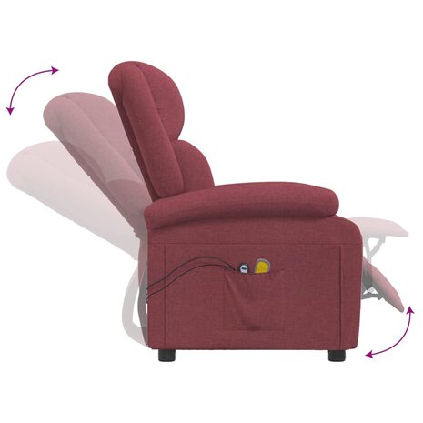 Massagestoel elektrisch stof wijnrood 7