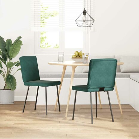Eetkamerstoelen 2 st fluweel donkergroen 1
