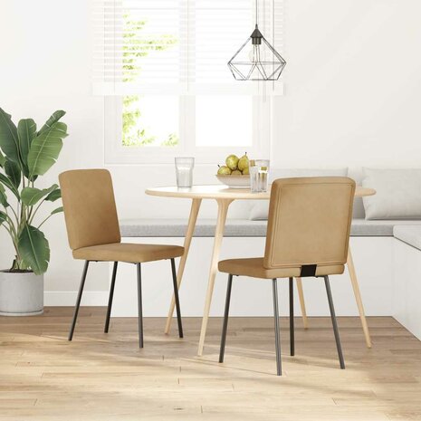 Eetkamerstoelen 2 st fluweel bruin 1