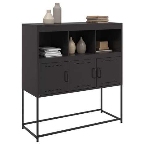 Dressoir 100,5x39x107 cm staal zwart 4