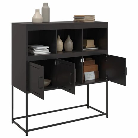 Dressoir 100,5x39x107 cm staal zwart 5