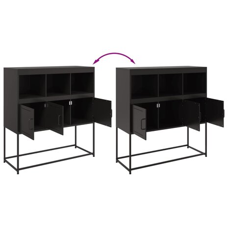 Dressoir 100,5x39x107 cm staal zwart 9