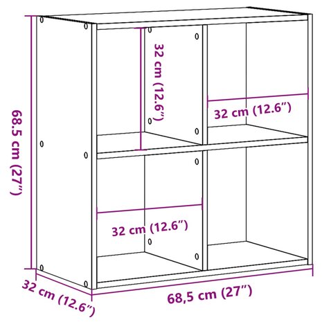Boekenkast 68,5x32x68,5 cm bewerkt hout sonoma eikenkleurig 9