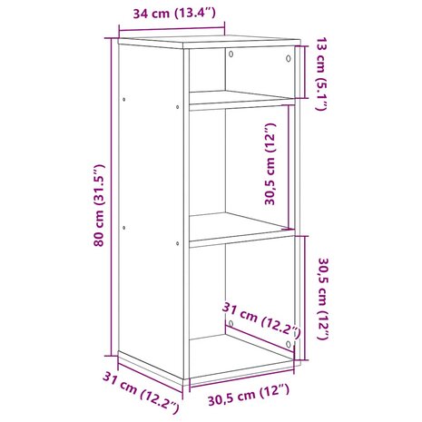 Boekenkast 34x31x80 cm bewerkt hout zwart 9