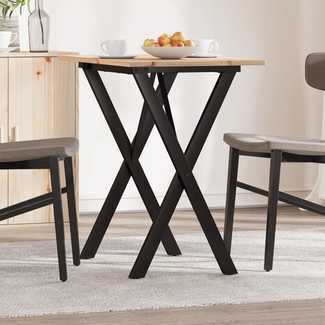 Eettafel X-frame 80x50x75 cm massief grenenhout en staal 1