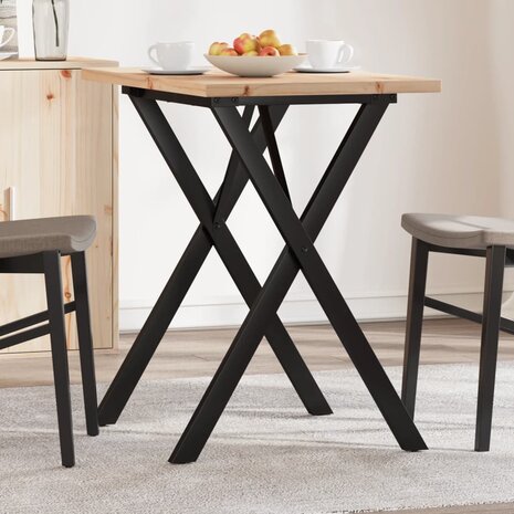Eettafel X-frame 80x50x75,5 cm massief grenenhout en staal 1