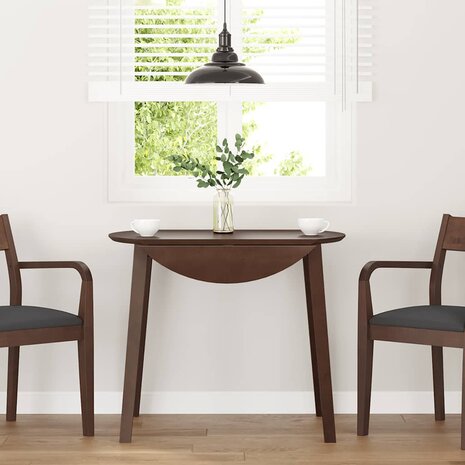 Eettafel bruin massief hout rubber 1