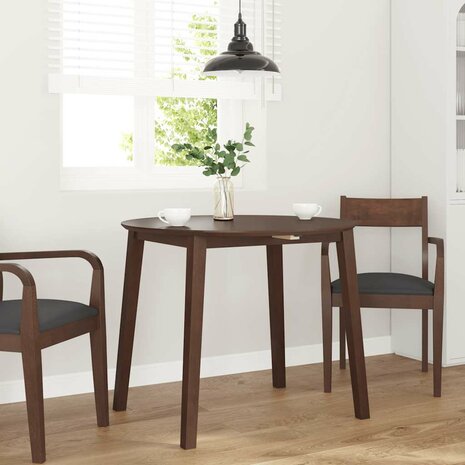 Eettafel bruin massief hout rubber 3