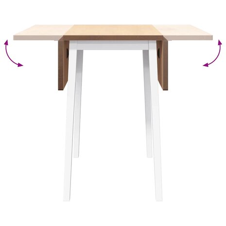 Eettafel massief hout wit rubber 9