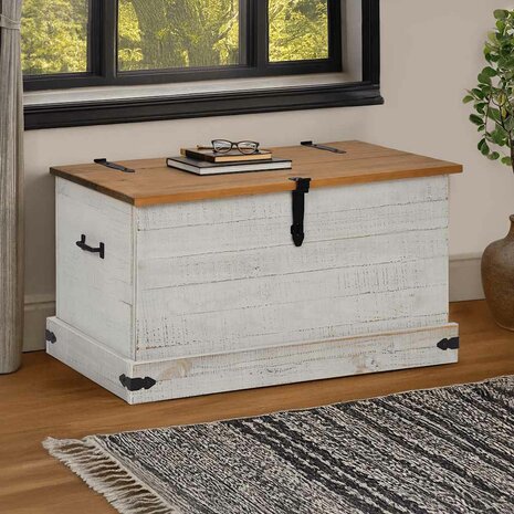 Opbergkist HALDEN wit 91x48x47 cm massief grenenhout 1