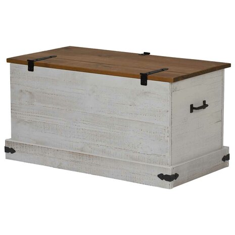 Opbergkist HALDEN wit 91x48x47 cm massief grenenhout 5