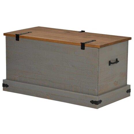 Opbergkist HALDEN grijs 91x48x47 cm massief grenenhout 5