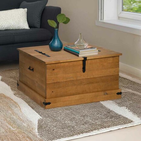 Opbergkist HALDEN 91x91x47 cm massief grenenhout 1