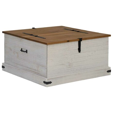 Opbergkist HALDEN wit 91x91x47 cm massief grenenhout 2