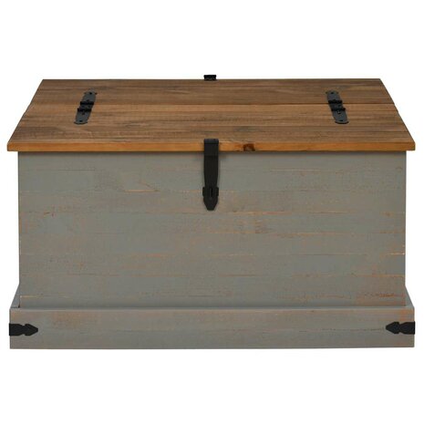 Opbergkist HALDEN grijs 91x91x47 cm massief grenenhout 3