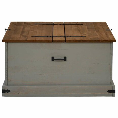 Opbergkist HALDEN grijs 91x91x47 cm massief grenenhout 4