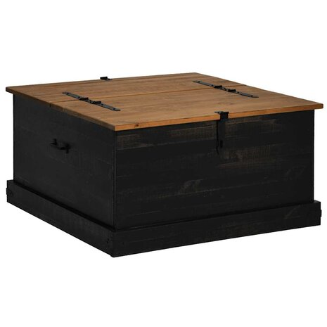 Opbergkist HALDEN zwart 91x91x47 cm massief grenenhout 2