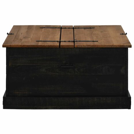 Opbergkist HALDEN zwart 91x91x47 cm massief grenenhout 4