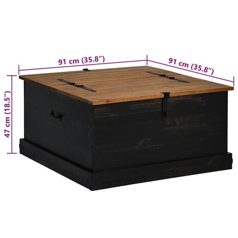Opbergkist HALDEN zwart 91x91x47 cm massief grenenhout 9