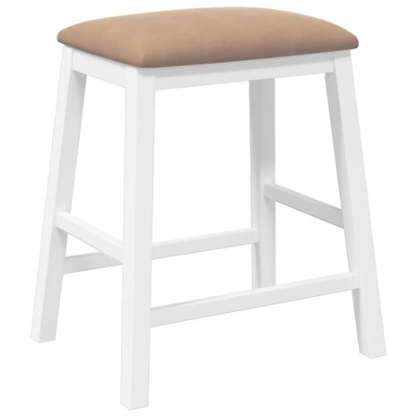 Barstoelen met kussens 2 st massief hout rubber wit 4