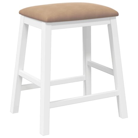 Barstoelen met kussens 2 st massief hout rubber wit 7