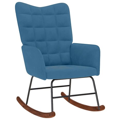 Schommelstoel fluweel blauw 1