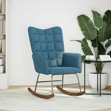 Schommelstoel fluweel blauw 2
