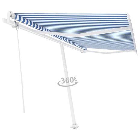 Luifel vrijstaand automatisch 400x300 cm blauw en wit 3