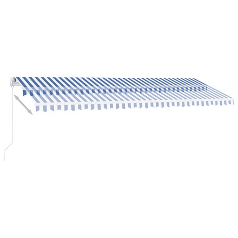 Luifel vrijstaand handmatig uittrekbaar 500x300 cm blauw en wit 4