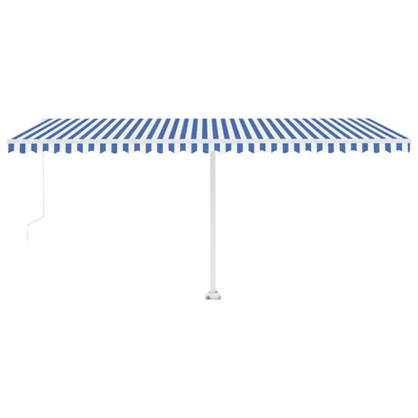 Luifel vrijstaand handmatig uittrekbaar 500x300 cm blauw en wit 5