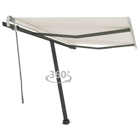 Luifel vrijstaand handmatig uittrekbaar 350x250 cm crèmekleurig 1