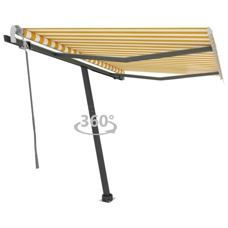 Luifel vrijstaand handmatig uittrekbaar 350x250 cm geel en wit 1