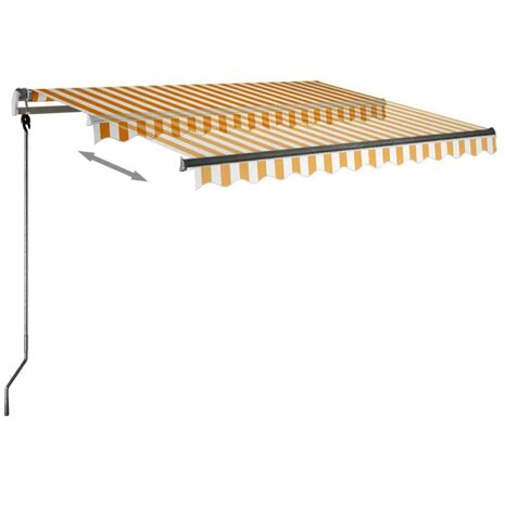 Luifel vrijstaand handmatig uittrekbaar 350x250 cm geel en wit 4