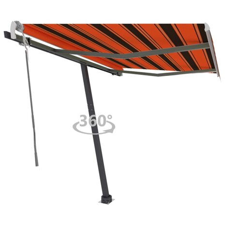 Luifel vrijstaand handmatig uittrekbaar 350x250 cm oranje bruin 1