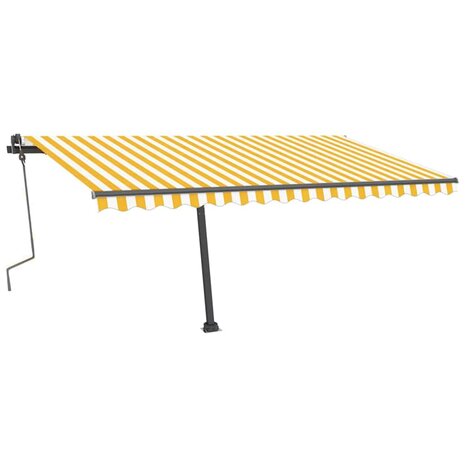 Luifel vrijstaand handmatig uittrekbaar 400x300 cm geel en wit 4