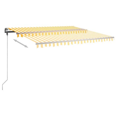 Luifel vrijstaand handmatig uittrekbaar 400x300 cm geel en wit 6